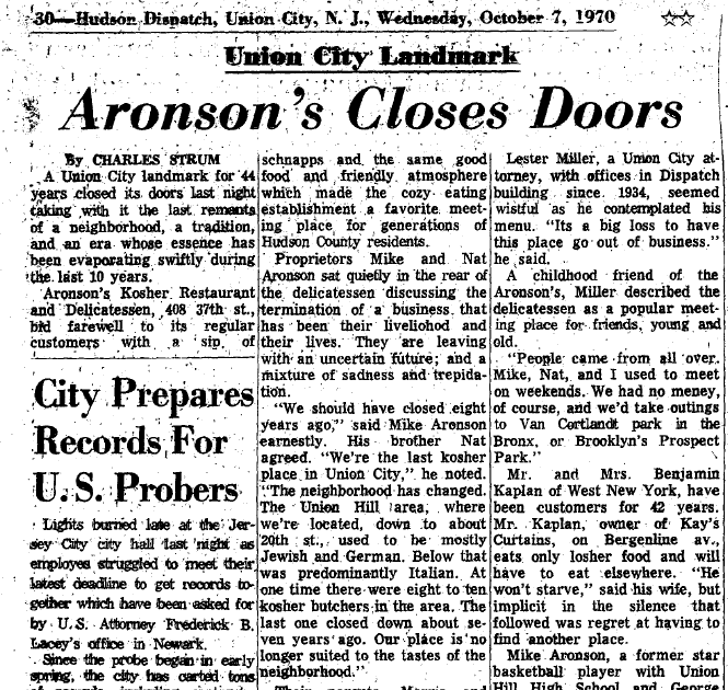 Aronson´s Deli Closing